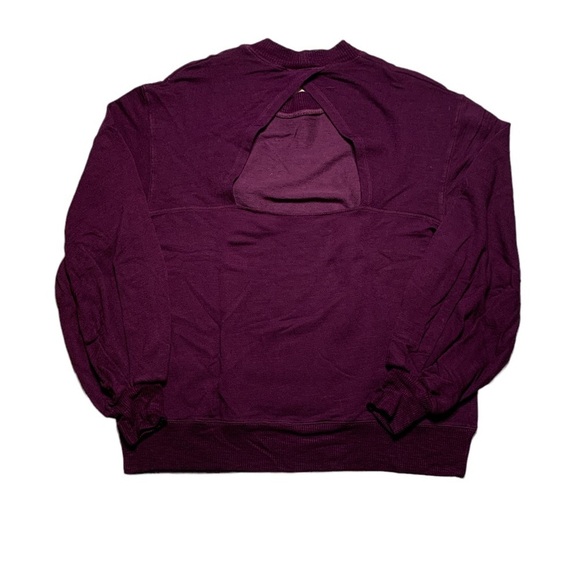 Monrow Supersoft Active Cut Out Back Sweatshirt in Merlot - Picture 6 of 7